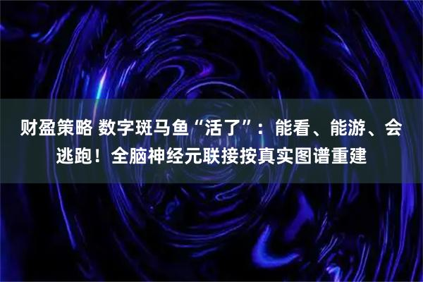 财盈策略 数字斑马鱼“活了”：能看、能游、会逃跑！全脑神经元联接按真实图谱重建